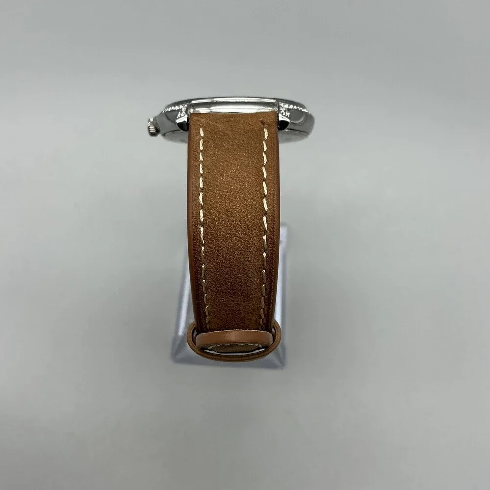 Anne Klein Womens Watch 37mm MOP Dial Brown Leather Crystals New Battery